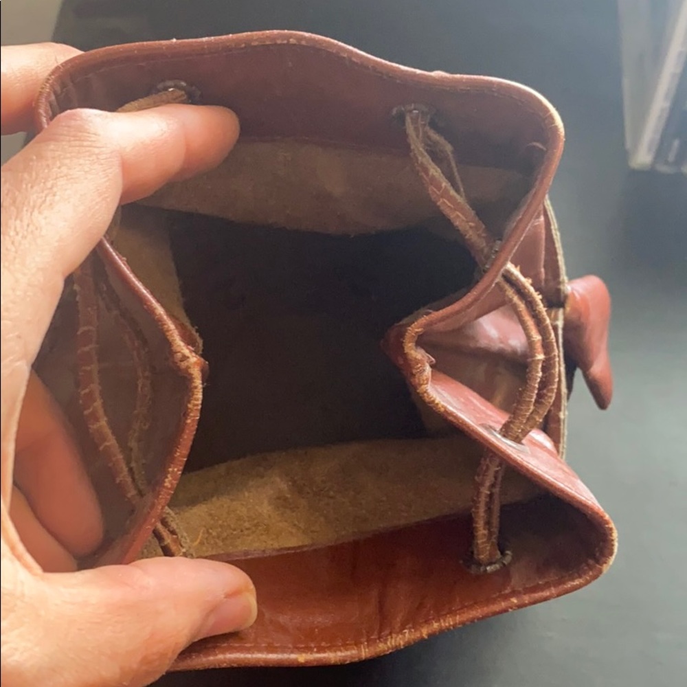 Vintage 1920s Leather Croc Bucket Mini Purse - Picture 3 of 3
